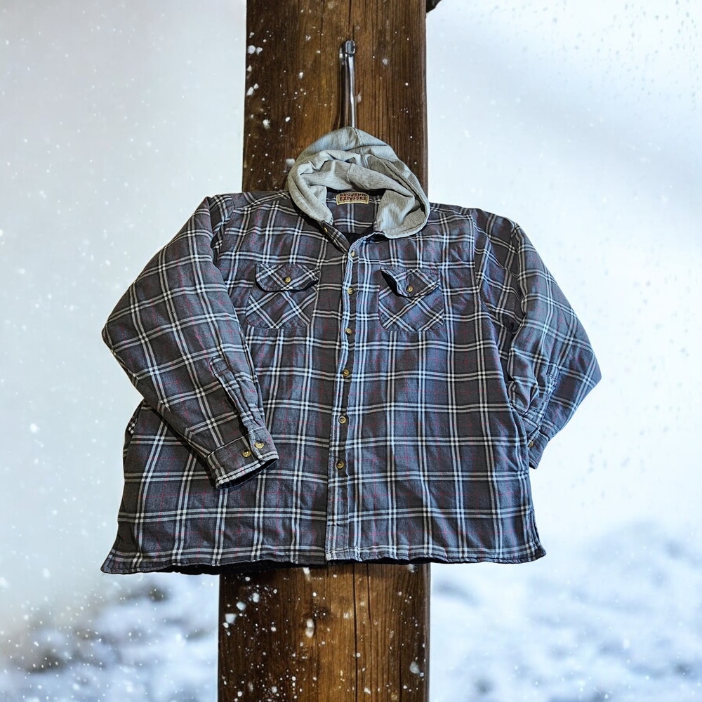 Rugged Exposure Men's flannel Plaid Hooded Quilted Lined Shirt Jacket XXL